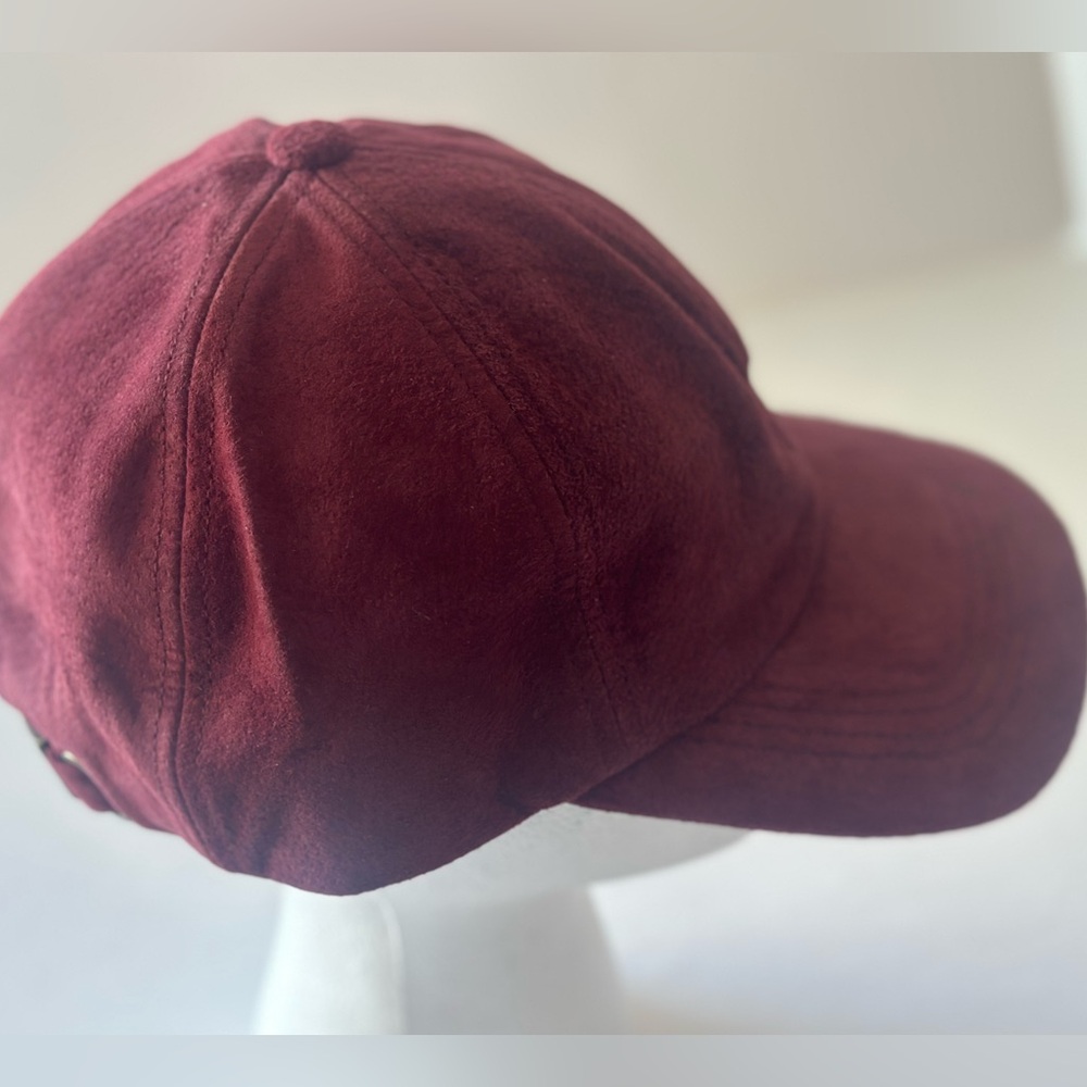Burgundy Real Leather Suede Cap. Made in USA